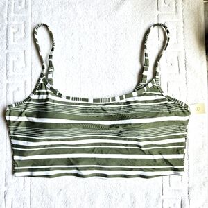 American eagle aerie green white striped bathing suit bikini top swim top XL NEW